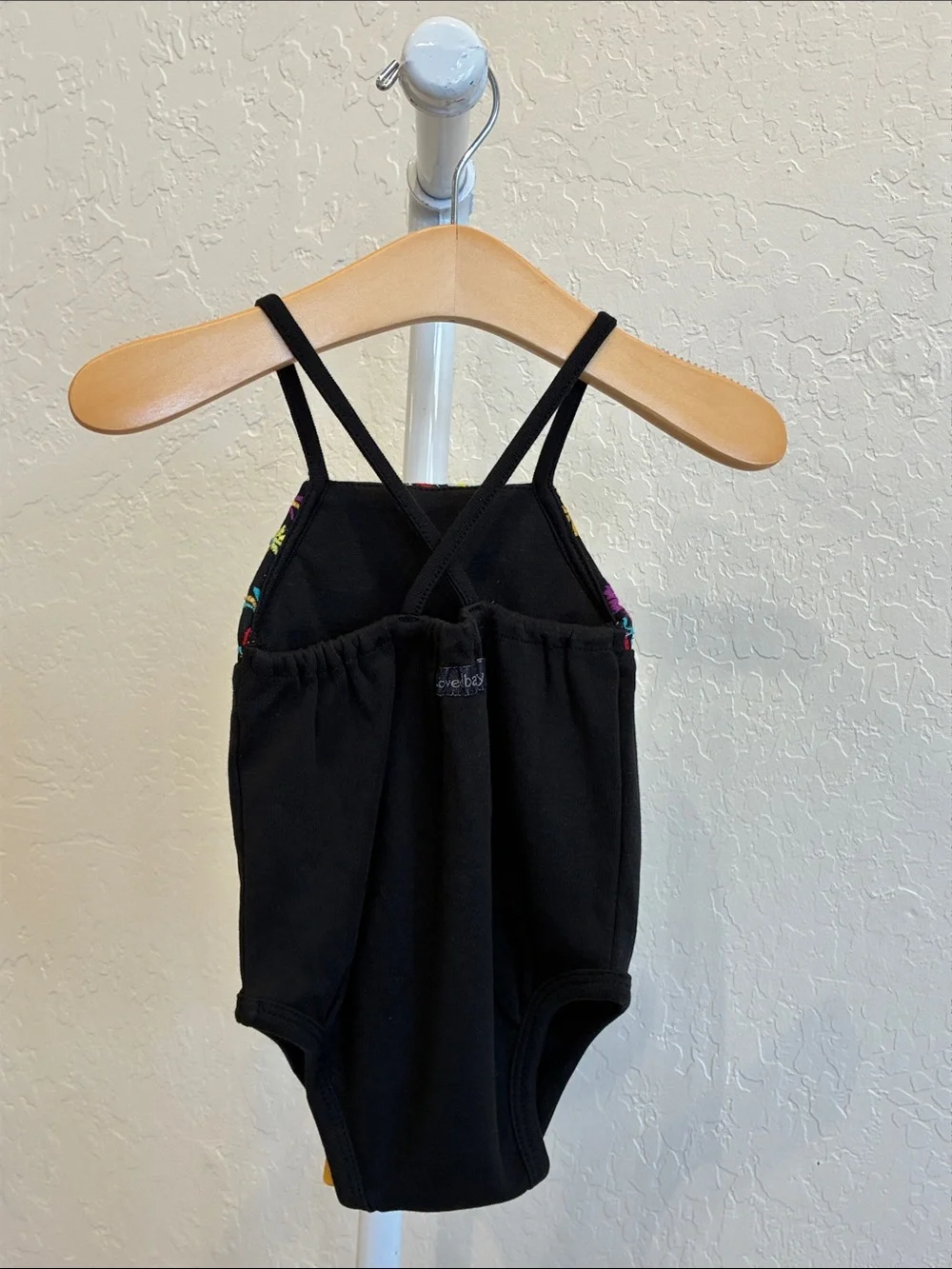 Black Floral-Top Baby One-Piece Bodysuit